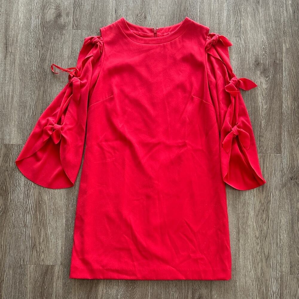 Tahari Bow Sleeve Mini Dress‎ Red Size 6 Holiday